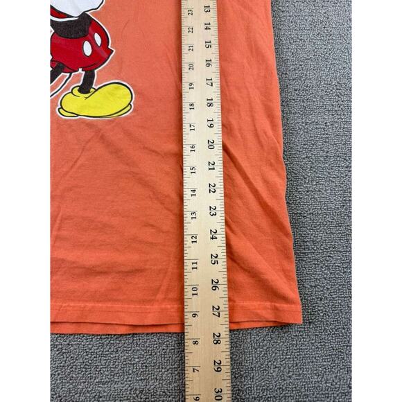 Disney T Shirt Men L Orange Mickey Mouse Graphic Short Sleeve Cotton Crewneck - Picture 8 of 10
